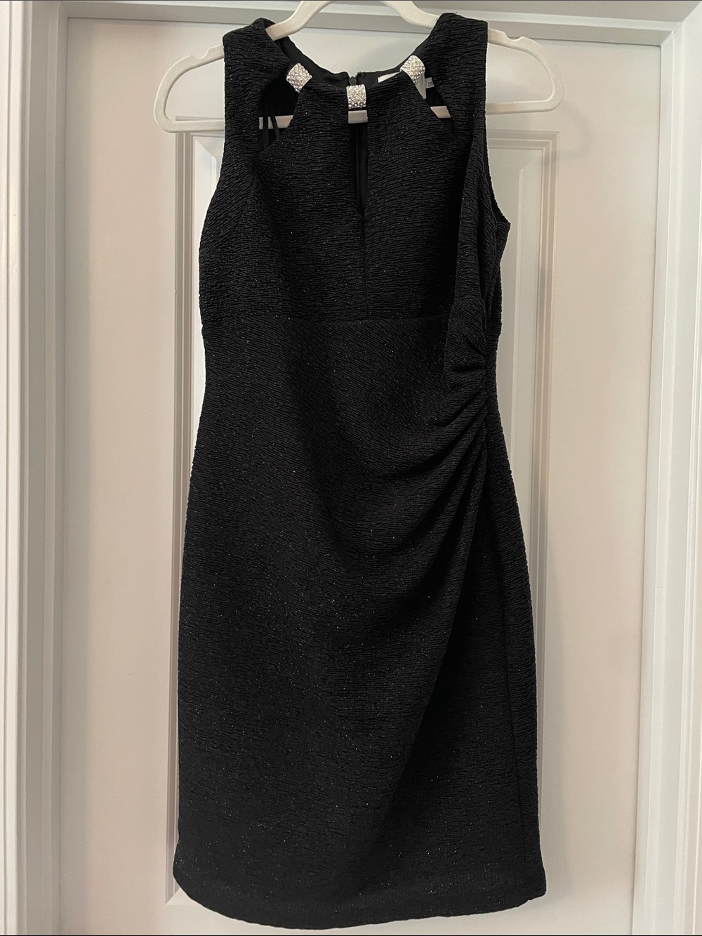 Eliza J Black Sleeveless Midi Sheath Dress with cinched waist